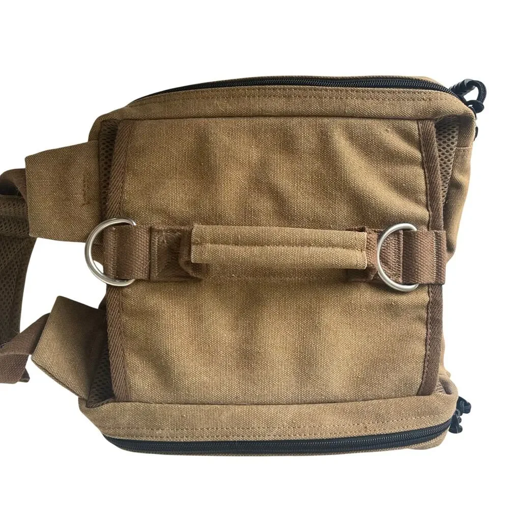 OneTigris Canvas Dog Pack Saddle Bag Hiking Backpack Large Brown Tactical Gear